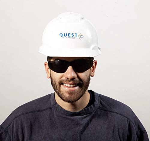 Quest Safety Glasses - Protective Eyewear - Polycarbonate High Impact Resistant Lens - Pack of 12 (Smoke) - Thumbnail 4