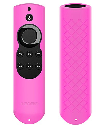 OEAGO Silicone [Anti Slip] Shock Proof Cover Case for All-New Fire TV with 4K Alexa Voice Remote (2017 Edition) (2nd Gen) / Fire TV Stick Alexa Voice Remote (Pink)