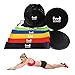 WITHWOD CORE WORKOUT SLIDER GLIDING Dual-Sided DISCS WITH RESISTANCE BANDS (SET OF 5) | Various Level and Floors Workout | Strength Ankle Straps | Home Exercise & Gym Fitness