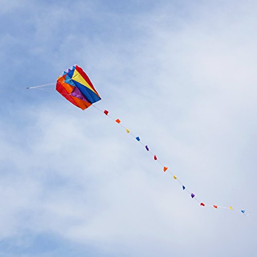 Besra Colorful Parafoil Kite with Long Tail Easy to Fly Outdoor Fun Sports for Kids & Adults (1 PCS) - Thumbnail 5