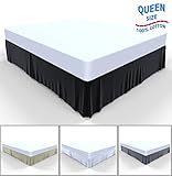Bed Skirt by Royal - 100% Cotton Pleated Bed Skirt (Queen, Black)