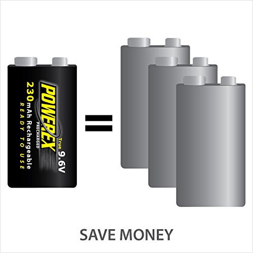 Powerex Low Self-Discharge Precharged 9V(9.6V) Rechargeable NiMH Batteries (MHR9VP)
