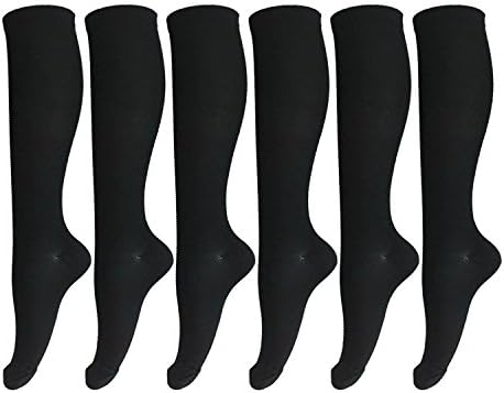 NEW BARLEY 6 Pairs of Compression Socks for Men &amp; Women Small/Medium Black