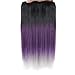 BE 3 Pieces Syntheitc Brazilain Straight Ombre Gray Color 14inch Yaki Synthetic Hair Mix with Human Hair Weave Extensions(ombre gray) (black purple grey)