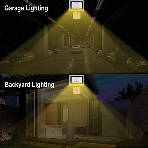 Motion Sensor Flood Lights Outdoor,10W Induction LED Lamp, IP65 Waterproof Spotlight,6500K LED Sensor Light,Security Light with US 3-Plug (Warm White-Gray)