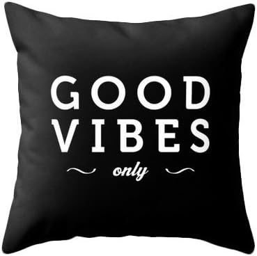 HogueArtStore Good vibes only Black typography e:363 Retro Cotton Pillow cover for sofa 18-Inch