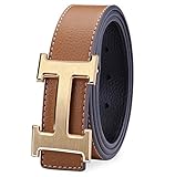 IGOBLIN Men's Business Casual H Word Deduction Leather Belt with Pin Buckle
