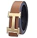 IGOBLIN Men's Business Casual H Word Deduction Leather Belt with Pin Buckle