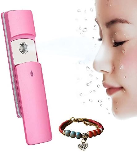 Norjackbeauty Nano facial Mist Sparayer USB Rechargeable slider Handy Mirror Moisture Mist Sprayer Handheld Facial Nano Sprayer Moisturizing Sprayer Nanometer Spray Best Dry &amp; Oil Skin Treatment Pink