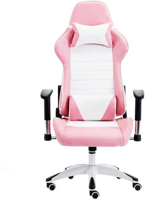 Amazon Co Jp ゲーミングチェアe スポーツチェア快適な座りがちなコンピュータチェア家庭用オフィスゲームチェアリフティングガールスイベルチェアネックピローとランバー ピローでリクライニング Color ピンク ホーム キッチン