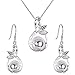 EleQueen 925 Sterling Silver CZ Cream Freshwater Cultured Pearl Leaf Bridal Necklace Hook Earrings Set Clear for Women, Valentine's Day/Mother's Day/Christmas Jewelry Gift