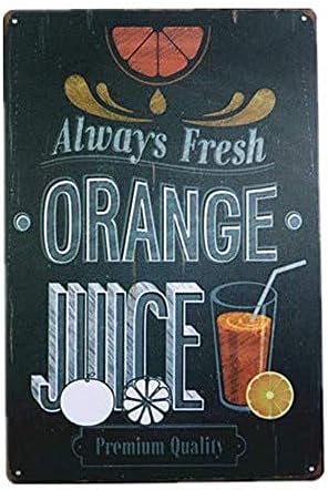 Hunnry Orange Juice Always Fresh Retro Iron Painting Vintage Plaque Wall Sign Creativity Hanging Metal Art Poster Personalized Artwork Decoration Crafts Bar Café
