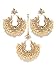 Joyeria Zircon Fashion Indian Jadau Pearl Beads Pearl Big Maang Tikka & Earrings Set Bollywood Pakistani Forehead Jewelry