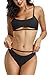 QINSEN High Waist Bikini Swimwear for Women Cutout Strappy Bandage 2PCS Bathing Suit Outfit Black L