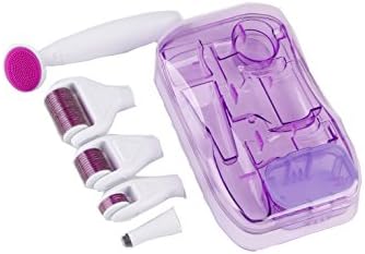 Zmdnys Derma Roller 6IN1 Micro Needles Microneedle Derma Roller Needle Skin Roller (12needle+300needle+720needle+1200needle, White Purple)