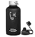 Swig Savvy Bottles Stainless Steel Insulated Water Bottle and Beer Growler Wide Mouth 64 oz Capacity Double Wall Design for Hot and Cold Beverages Includes 2 Interchangeable Caps