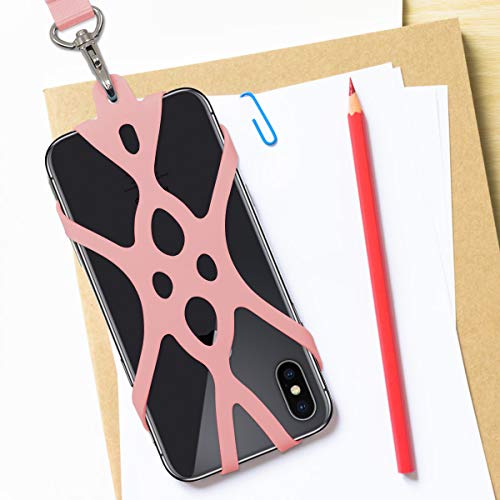 Cell Smartphone Phone Lanyard Strap, Universal Case Cover Holder Lanyard Necklace Wrist Strap With ID Card Slot For iPhone X 8 7 6S 6 Plus Galaxy S7 S6(Veiled Rose) - Thumbnail 5