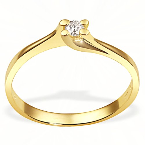 goldmaid Damenring Gelb Gold 585 1 Brillant 0,10 Karat Verlobungsring Größe 54 So R4385GG54