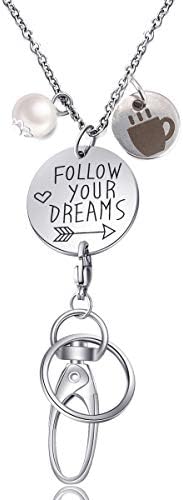 Fashion ID Lanyard, Never Faded Badge Holder, Strongest ID Necklace for Women, Women's Inspirational Gifts (Follow Your Dreams A9)