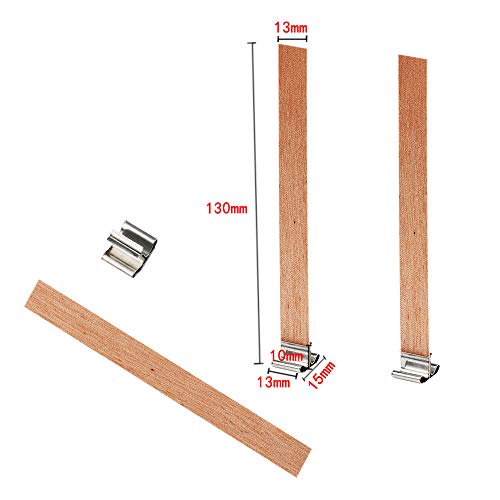BENBO 100 Pieces Smokeless 5.1 X 0.5 Inch Wood Natural Candle Wicks with Iron Stand Environmentally Friendly Candle Cores for DIY Candle Making Craft