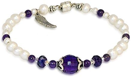 Michael, Archangel of Protection - Amethyst & Freshwater Pearl Bracelet