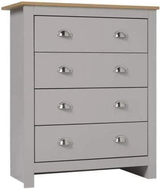 LPD Lancaster Grey & Oak 3 Piece Bedroom Set - Chest Bedside Wardrobe