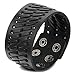 Aroncent 3pcs Braided Mens Wide Leather Bracelet Wristband Bangle with Snap Buttons - 2 Black 1 Brown