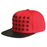 LOCOMO Star Embroidery PU Leather Crocodile Skin Pattern Snapback Cap FFH134RED