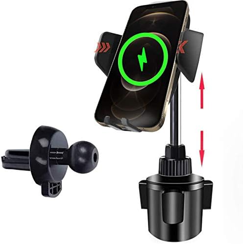 Qi 車載ワイヤレス充電器 車載ホルダー 急速充電 無線充電器 ドリンクホルダー スケーラブル 調整可能なカップホルダー 大型カップ穴用 360度回転可能 Iphone スタンド 車載スマホホルダー スマートフォンホルダー 脱落防止 Xr 8 Iphone8 Max 手数料無料 X Iphone