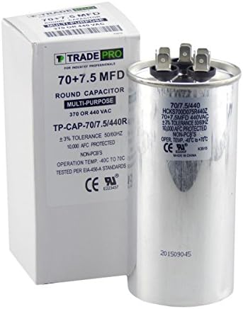 TradePro 70/7.5 MFD 370/440 Volt Round Dual Run Capacitor: Home & Kitchen