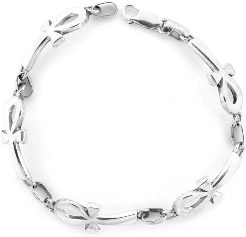KemetArt Egyptian Jewelry Silver Ankh Bracelet