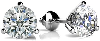 1.00 ct Round Cut Diamond Martini Setting Stud Earrings in Screw Back