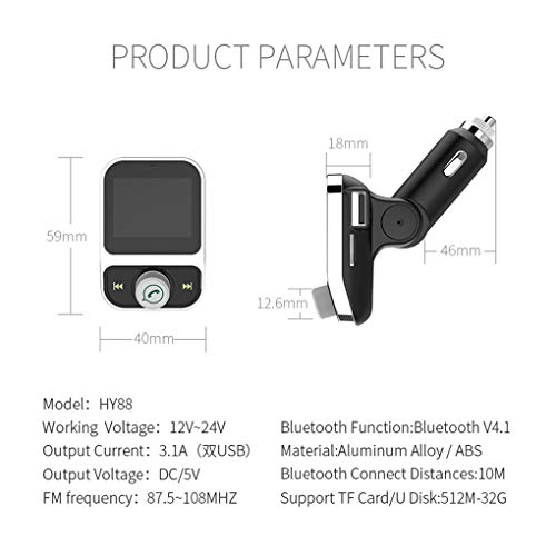 image for Topker Beaums Bluetooth V4.1 FM Transmitter Modulator 1.44inch Screen 