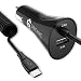USB Type C Car Charger - Syncwire 4.8A/24W Car Charger Adapter with Built-in Coiled USB C Cord for Samsung Galaxy S9/S9+/S8/S8+/Note8, Google Pixel, LG V20/G5/G6, OnePlus 5T/3T & More - Black