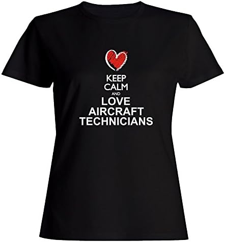 Idakoos Keep Calm and Love Aircraft Technicians Chalk Style Women T-Shirt