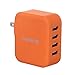 Lumsing USB Wall Charger 4-Port 21W Multi-Port Charger with Foldable Plug for iPhone iPad Samsung Galaxy Smartphones Tablets(Orange)