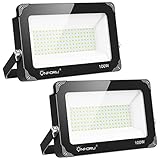 Onforu 2 Pack 100W LED Flood Light, 10000lm Super Bright Security Lights，IP66 Waterproof Outdoor Flood Light,5000K Daylight White Floodlight for Yard, Garden, Playground, Basketball Court