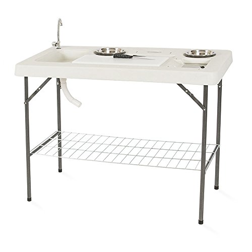 Outsunny Deluxe Fish Cleaning Folding Camp Table Outdoor Work