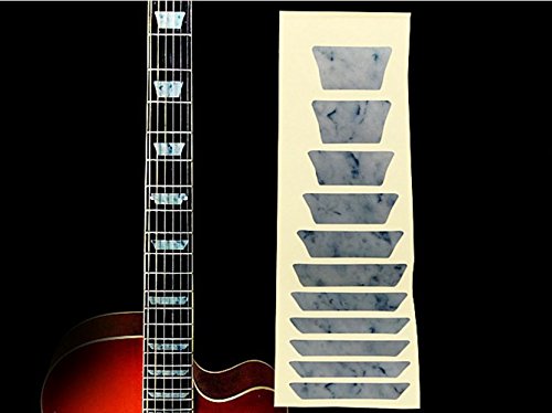Wingsmarketshop Fretboard Guitar Bass DIY Decoration Markers Silver Inlay Sticker Decals for Guitar & Bass - White Pearl trapezoid - LP SG Blocks WP New!
