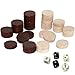 ASNEY Wooden Backgammon Pieces, Solid Wood Checker Pieces Set Board Game Table Chips and 5 Dices, Includes Storage Bag (1.34