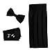 Black Bow Tie Hanky Cufflinks Set Discount Gift Pre-tied Tie and Cummerbund with Box Cm1011 Black