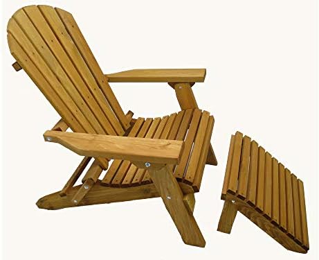 Folding Cedar Adirondack Chair with Footstool, Stained Finish, Amish Crafted
