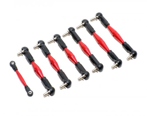 GPM Racing #M8160RBK Aluminum Tie Rod With Black Ball Ends - 7pcs Set Red for Team Losi Mini 8IGHT