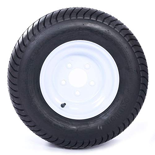 20.5x8.0-10 LRC Loadstar Bias Trailer Tires on 5 Lug White Wheels 205/65-10 Set of 2