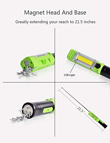 VIBELITE Telescopic Strong Magnetic COB Pickup Tool Portable With Adjustable Angle,Extendable length,Multifunctional Flashlight,Rotating Head And Long Gripper,Ideal Gift for Men,Green, 1 Pack - Thumbnail 3