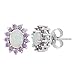 Sterling Silver Created White Opal & Amethyst CZ Oval Stud Earrings