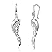 Rhodium Plated 925 Sterling Silver Cubic Zirconia Accent Angel Wings Dangle Hook Earrings 5 cm Jewelry for Women - Nickel Free