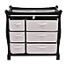 Costzon Baby Changing Table, Infant Diaper Changing Table Organization, Newborn Nursery Station with Pad, Sleigh Style Nursery Dresser Changing Table with Hamper/ 6 Baskets (Black)