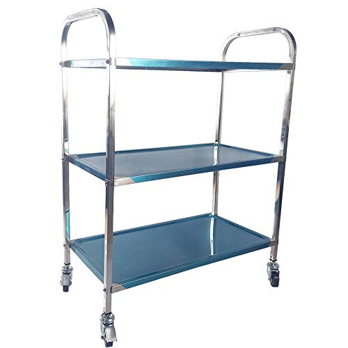 TAIMIKO Utility Cart, Stainless Steel 3-Shelf Kitchen Trolley for Restaurant Catering Kitchen Up to 300 lbs Capacity, Stainless Steel Carts Four Sizes for Your Choose (L24.6W12.4H31.5'') - Thumbnail 6
