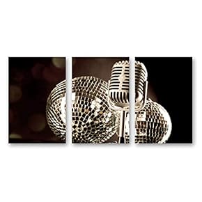 3 Piece Canvas Wall Art Microphone Canvas Prints Home Artwork Decoration for Living Room,Bedroom - 16"x24" x 3 Panels